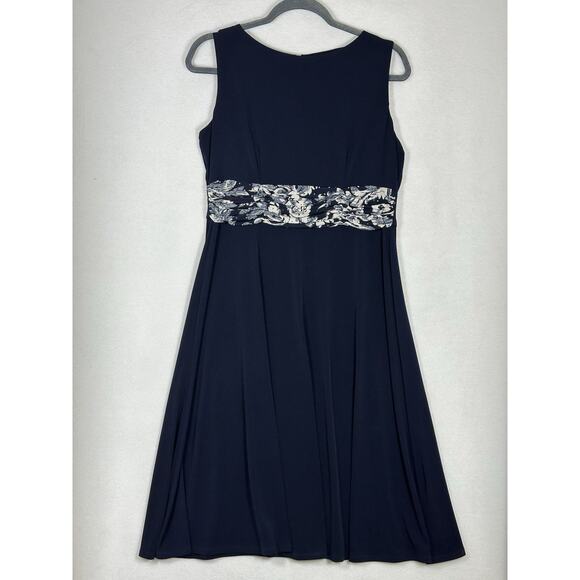 Jessica Howard Dress Size 12P Navy White Floral Embellished MOB Guest Formal 2PC - Picture 8 of 9